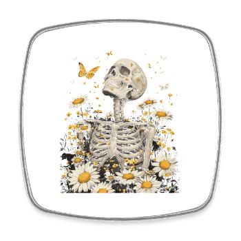 Skeleton Flowers - Square fridge magnet - white - Front