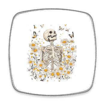Skeleton Flowers - Square fridge magnet - white - Front