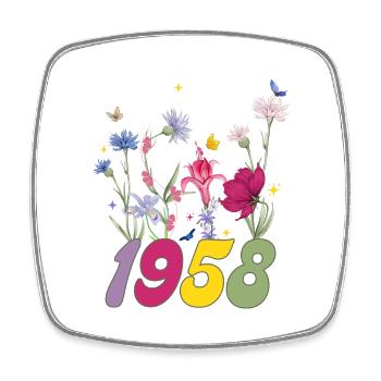 Year of birth 1958 wildflowers - Square fridge magnet - white - Front
