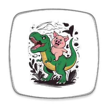 Schwein - Viereckiger Kühlschrankmagnet - Weiß - Vorne