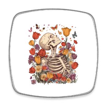 Skeleton Flowers - Square fridge magnet - white - Front