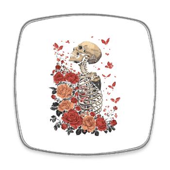Skeleton Flowers - Square fridge magnet - white - Front