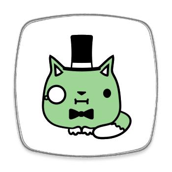 Sir Cat Gentleman Chapeau haut de forme Monocle Rich Gentleman - Magnet carré - blanc - Devant