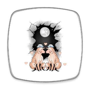 maritime, sheep, sheep, sailors, sailors, full moon - Square fridge magnet - white - Front