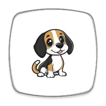 Beagle chien bande dessinée mignon - Magnet carré - blanc - Devant