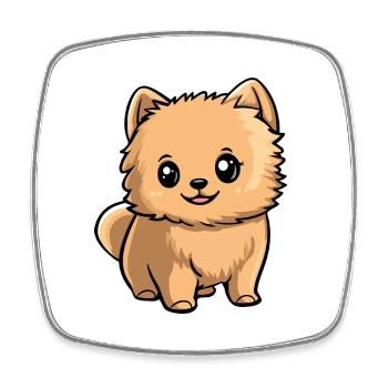 Zwergspitz Hund Comic Niedlich Pomeranian - Viereckiger Kühlschrankmagnet - Weiß - Vorne
