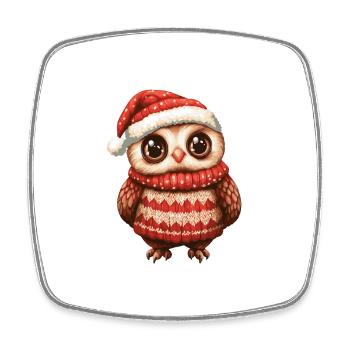 Eule Weihnachten Comic - Viereckiger Kühlschrankmagnet - Weiß - Vorne