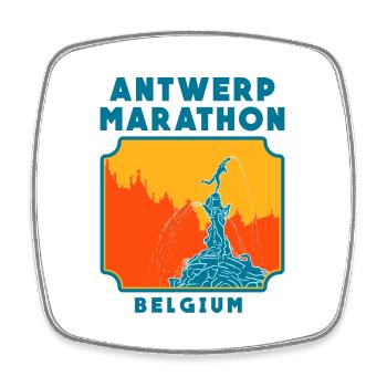 Marathon d’Anvers - Belgique - Magnet carré - blanc - Devant