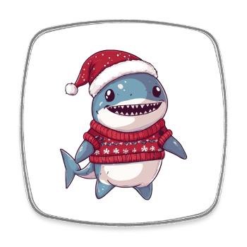 Hai Weihnachten Comic - Viereckiger Kühlschrankmagnet - Weiß - Vorne