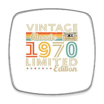 Cadeau d'anniversaire Vinatge 1970 - Magnet carré - blanc - Devant