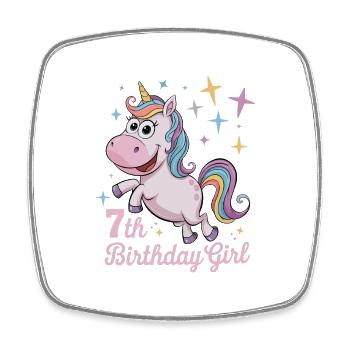 Funny Unicorn 7th Birthday Girl - Square fridge magnet - white - Front