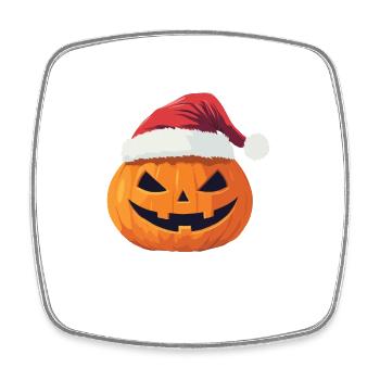 Halloween Gift Pumpkin with Santa Hat Decoration - Square fridge magnet - white - Front