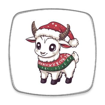 Bande dessinée de Noël Chèvre de montagne - Magnet carré - blanc - Devant