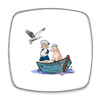 Maritime Girl Sheep North Sea Baltic Sea Travel Boat - Square fridge magnet - white - Front