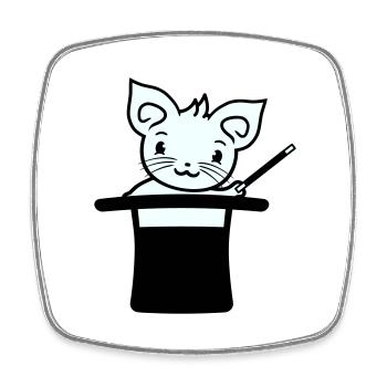 Magische Gezauberte Zylinder Hut Zauberer Katze - Viereckiger Kühlschrankmagnet - Weiß - Vorne