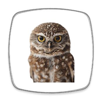 Hibou - Magnet carré - blanc - Devant