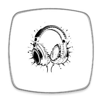 Kopfhörer - Musik - Musik hören - Viereckiger Kühlschrankmagnet - Weiß - Vorne