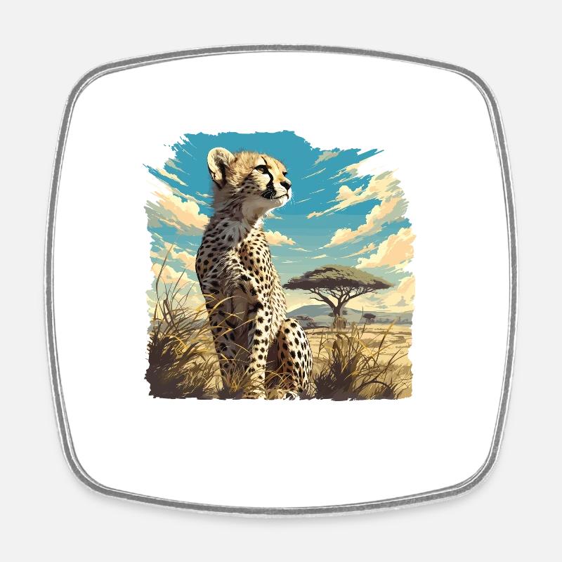 Guépard Geparde Gepard - Magnet carré - blanc