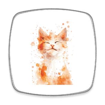 Katze - Viereckiger Kühlschrankmagnet - Weiß - Vorne