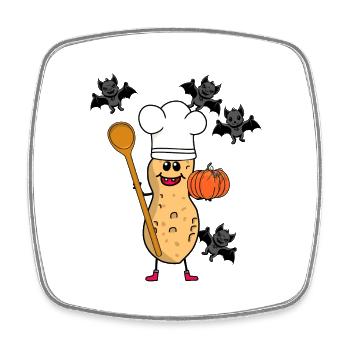 Cacahuète Citrouille Halloween Cuisine Chefs Enfants - Magnet carré - blanc - Devant