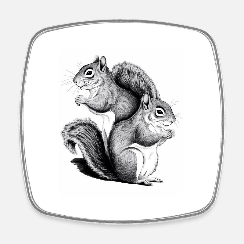 Eichhörnchen - Viereckiger Kühlschrankmagnet - Weiß