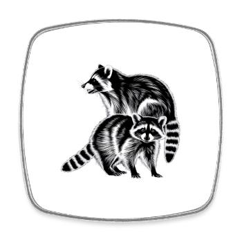 Raccoon - Square fridge magnet - white - Front