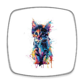 Katze - Viereckiger Kühlschrankmagnet - Weiß - Vorne