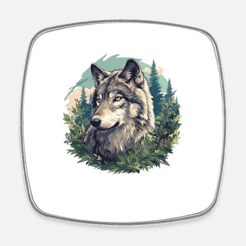 Wölfe Wolf - Viereckiger Kühlschrankmagnet - Weiß