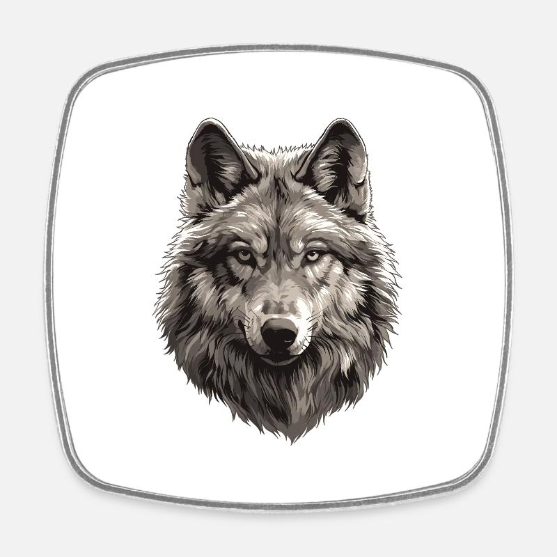 Wölfe Wolf - Viereckiger Kühlschrankmagnet - Weiß