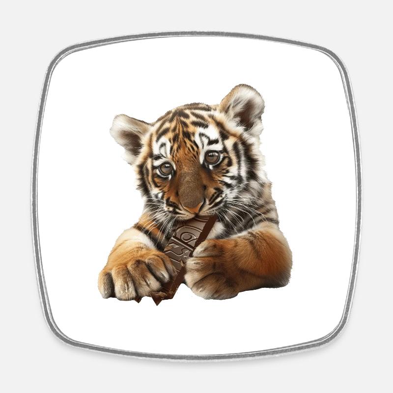 Tiger - Square fridge magnet - white