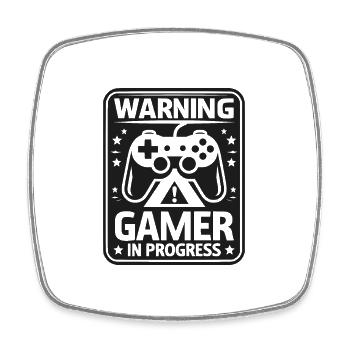 Warnung Gamer in Arbeit - Viereckiger Kühlschrankmagnet - Weiß - Vorne