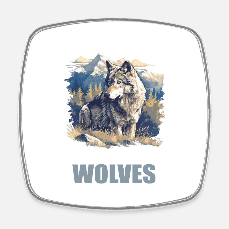Wölfe Wolf - Viereckiger Kühlschrankmagnet - Weiß