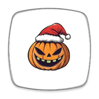 Halloween Gift Pumpkin with Santa Hat Decoration - Square fridge magnet - white - Front