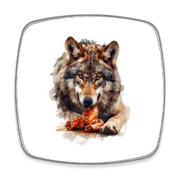 Wolf - Viereckiger Kühlschrankmagnet - Weiß - Vorne