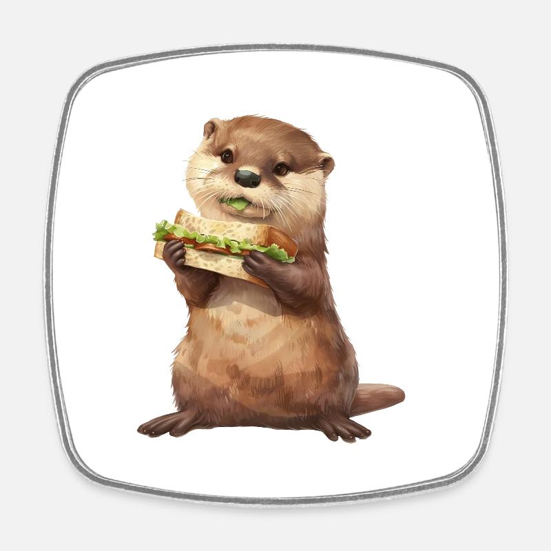 Otter - Viereckiger Kühlschrankmagnet - Weiß