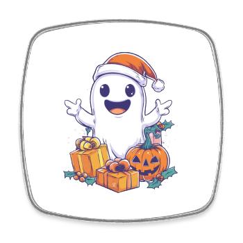 Cadeau d’Halloween fantôme avec décoration de chapeau de Noël - Magnet carré - blanc - Devant