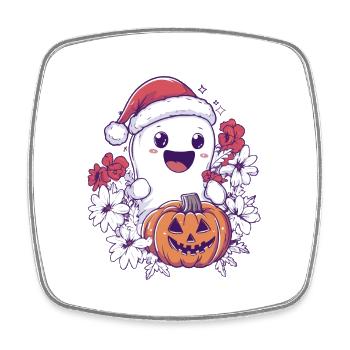 Cadeau d’Halloween fantôme avec décoration de chapeau de Noël - Magnet carré - blanc - Devant