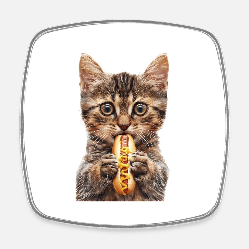 Katze - Viereckiger Kühlschrankmagnet - Weiß