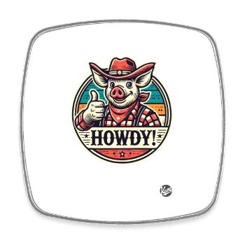 Western Parodie Cowboy Schwein Howdy - Viereckiger Kühlschrankmagnet - Weiß - Vorne