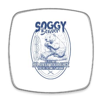 Soggy Beaver BBQ Funny - Viereckiger Kühlschrankmagnet - Weiß - Vorne