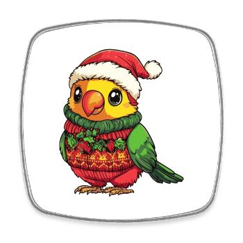Papagai Weihnachten Comic - Viereckiger Kühlschrankmagnet - Weiß - Vorne