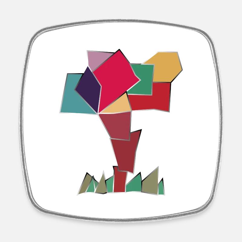 Happy tree - Square fridge magnet - white