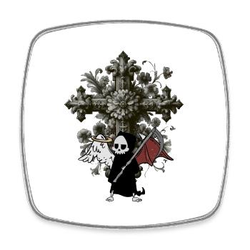Croix d’Halloween Croix Grande Faucheuse Occulte - Magnet carré - blanc - Devant