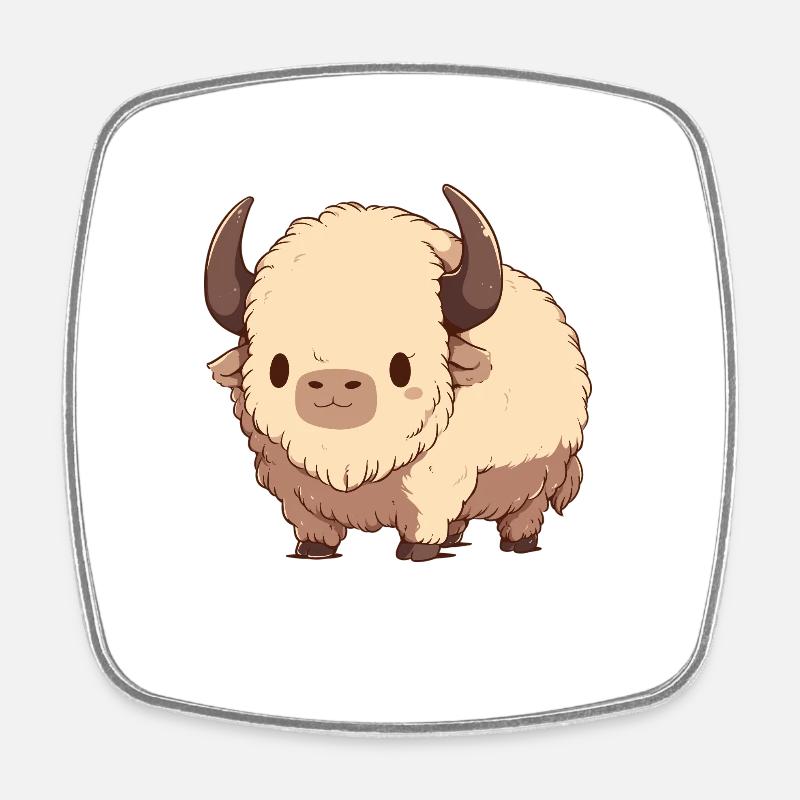 Bisons Bison - Magnet carré - blanc
