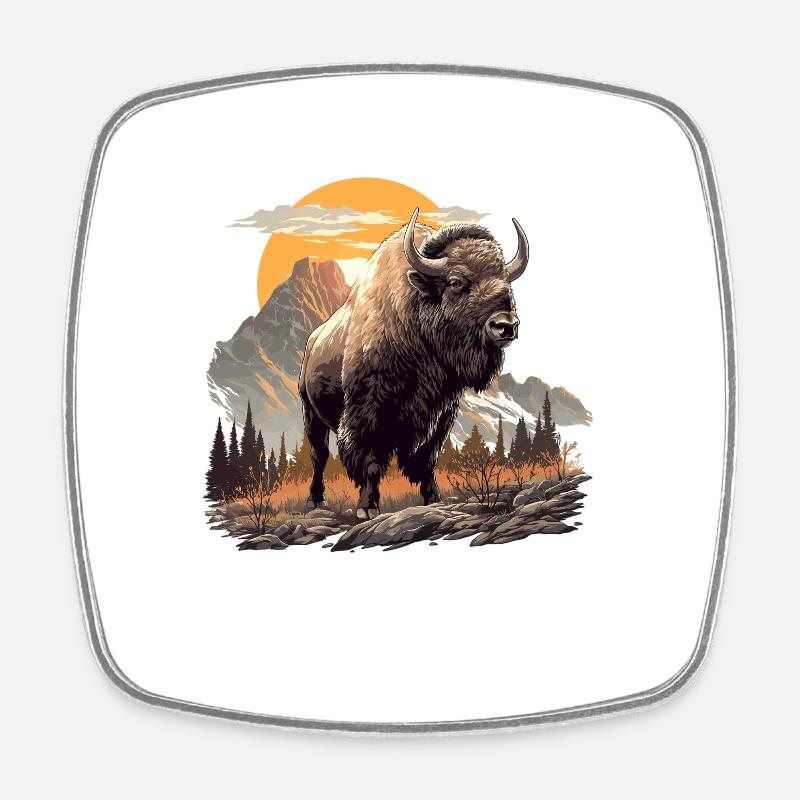 Bisons Bison - Viereckiger Kühlschrankmagnet - Weiß