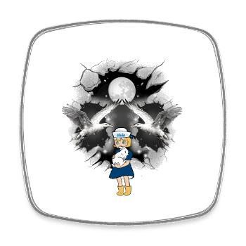 mystical maritime girl seagulls sailor seagull - Square fridge magnet - white - Front