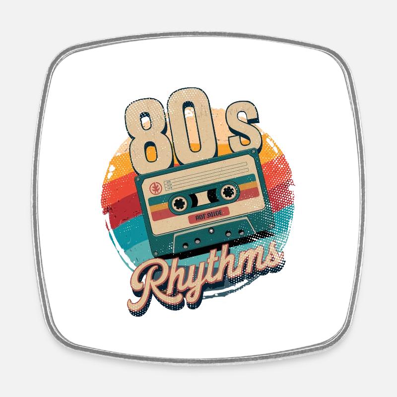 cassette rythme année 80 - Magnet carré - blanc