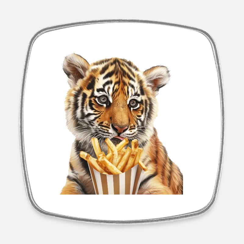 Tigre - Magnet carré - blanc