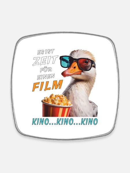 GANS ES IST ZEIT FÜR EINEN FILM - Viereckiger Kühlschrankmagnet - Weiß