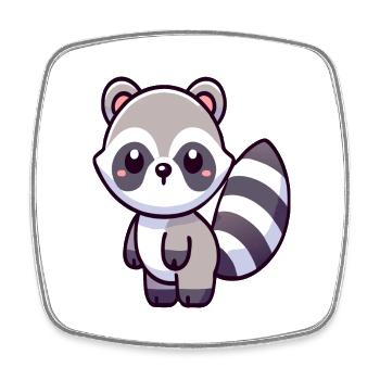 Raccoon - Square fridge magnet - white - Front